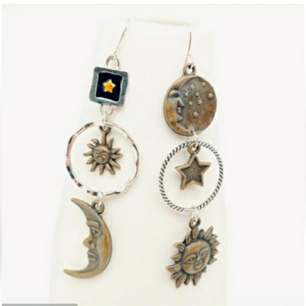 Sun and Moon dangling earrings